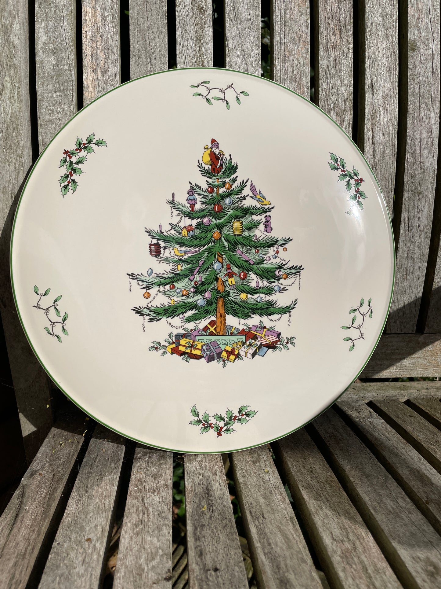 Christmas Spode Christmas tree 1938 domed cake plate stand 29cm diameter