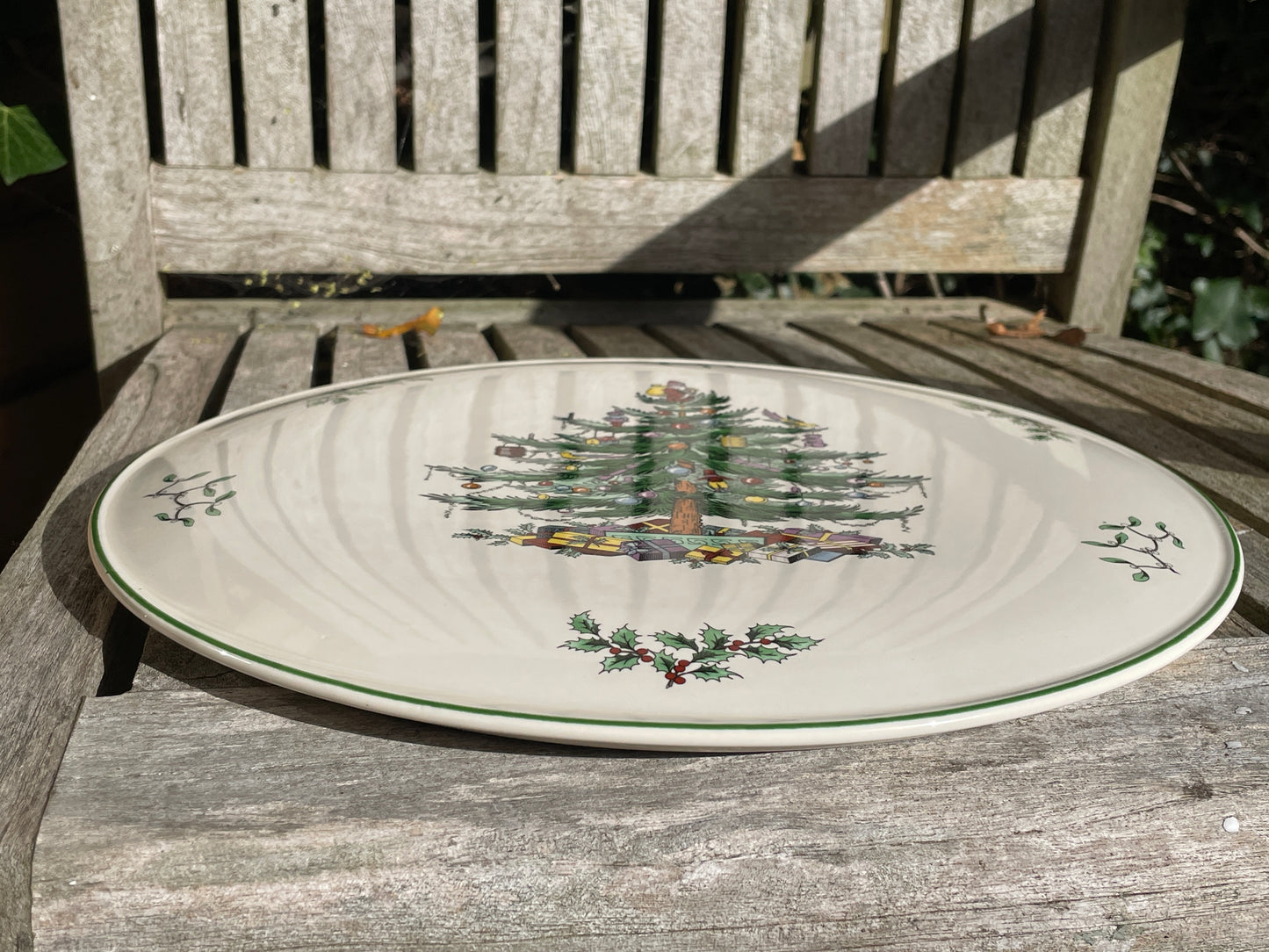 Christmas Spode Christmas tree 1938 domed cake plate stand 29cm diameter