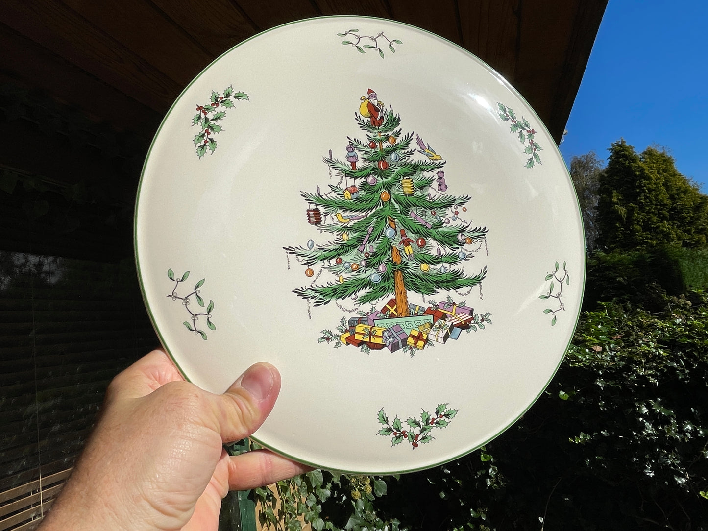 Christmas Spode Christmas tree 1938 domed cake plate stand 29cm diameter