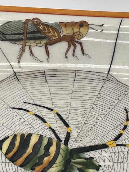 Chinese Earthenware Plate with Spider & Insect Decoration – 20cm