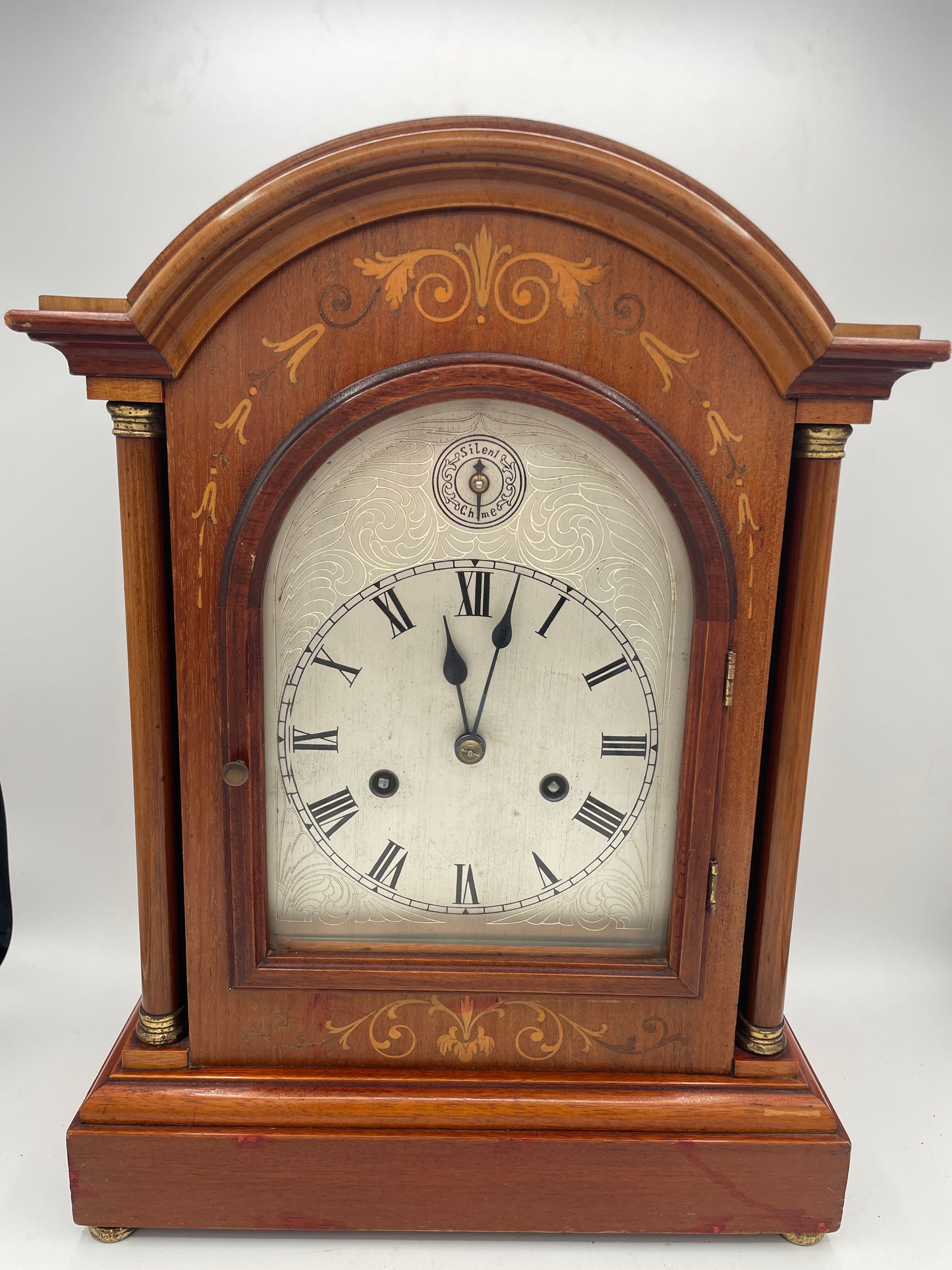 Antique German Westminster Chiming Mantel Clock c.1930 Walnut Case