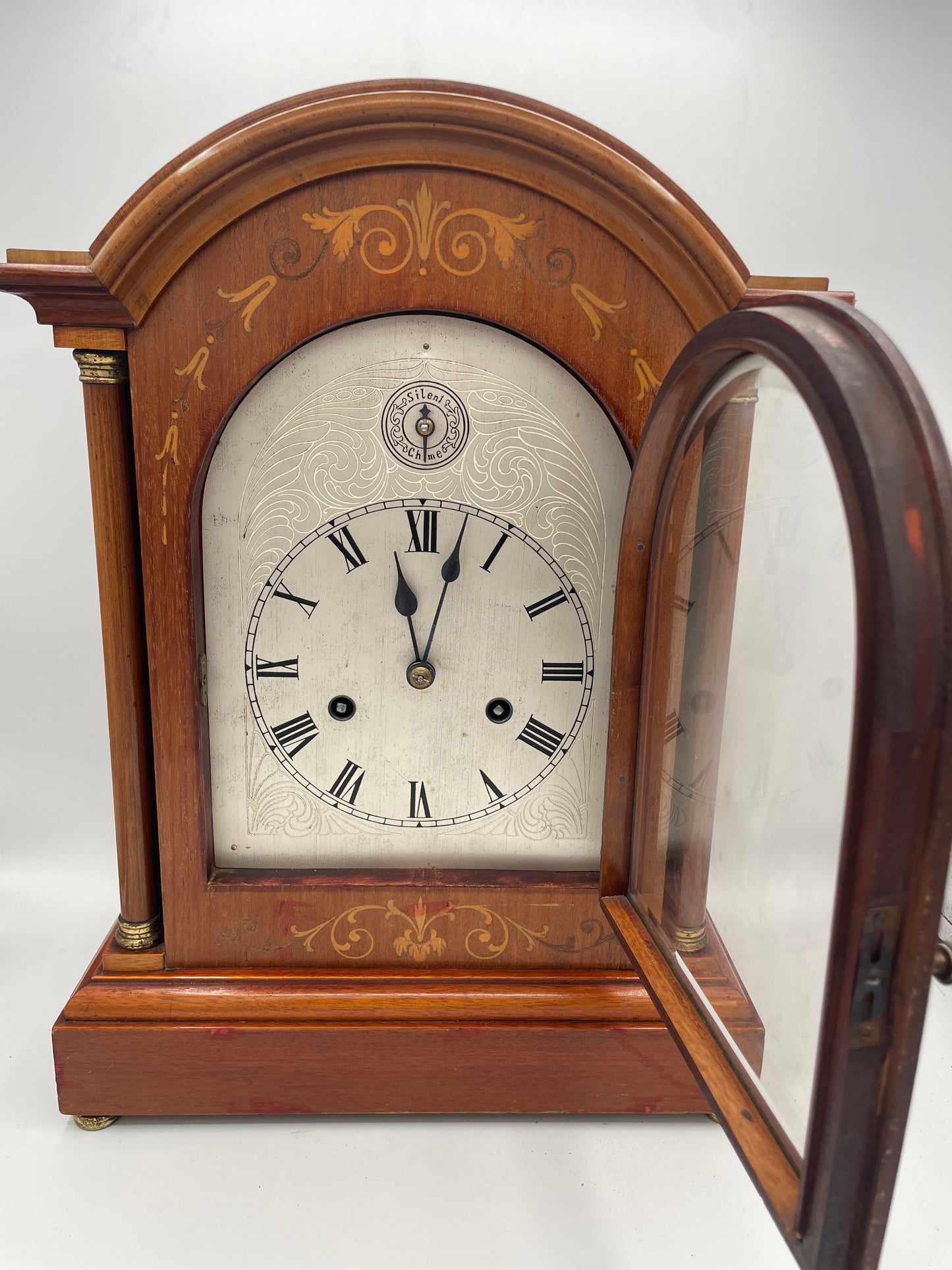 Antique German Westminster Chiming Mantel Clock c.1930 Walnut Case