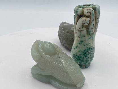 Vintage Chinese Jadeite Carvings – Three Piece Collection Including Money Toad & Dragon