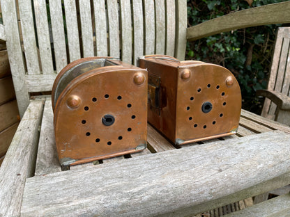 Pair of antique brass and port and starboard nautical ship lamps