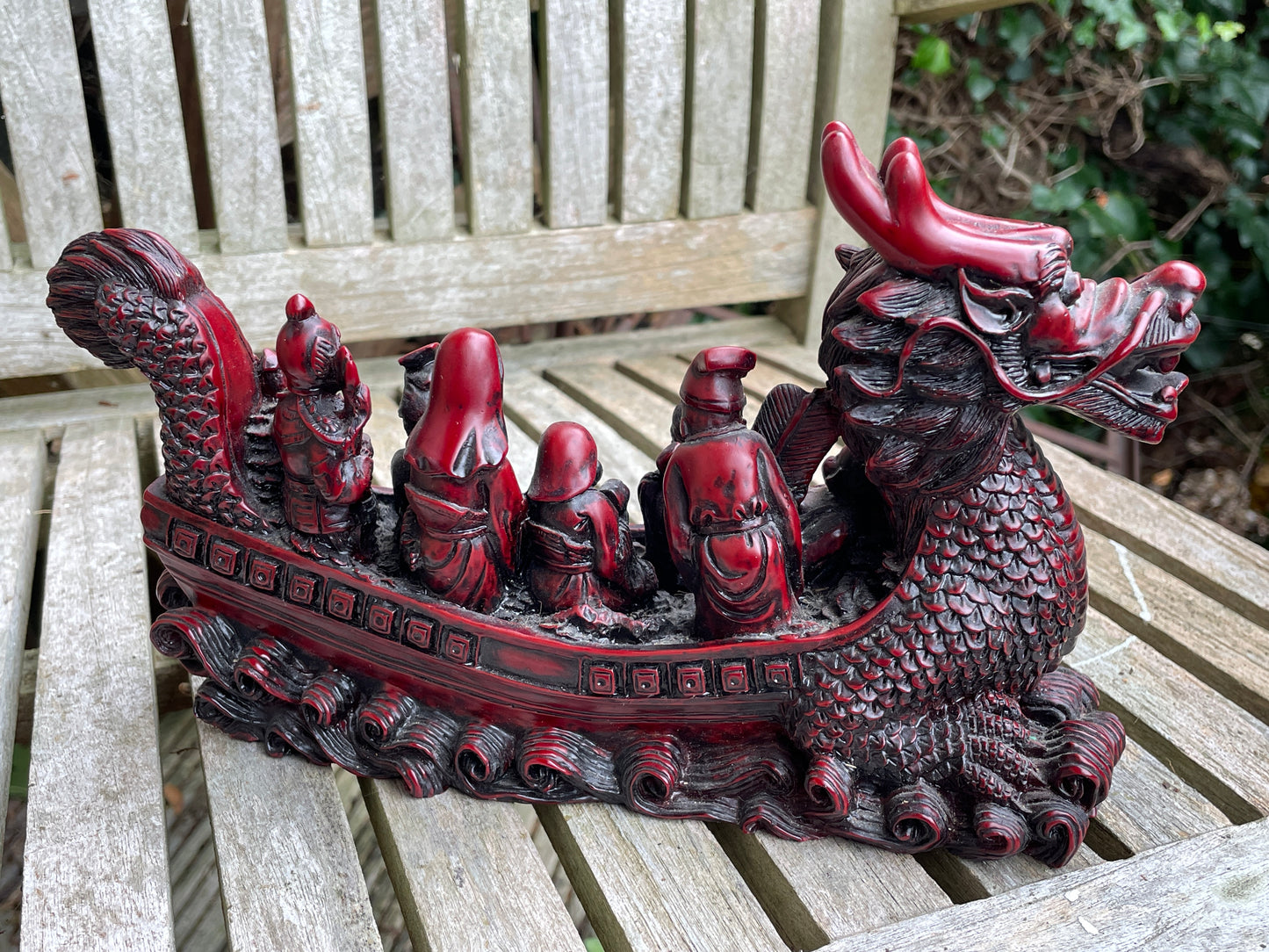 Good luck Chinese Dragon Treasure Ship with Seven Lucky Gods 25cm long 1.98kg