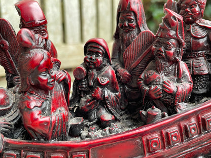 Good luck Chinese Dragon Treasure Ship with Seven Lucky Gods 25cm long 1.98kg