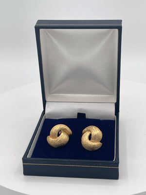 Vintage Christian Dior Gold-Tone Textured Clip-On Earrings c.1970s–1980s