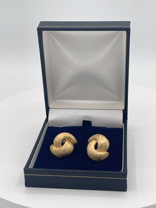 Vintage Christian Dior Gold-Tone Textured Clip-On Earrings c.1970s–1980s