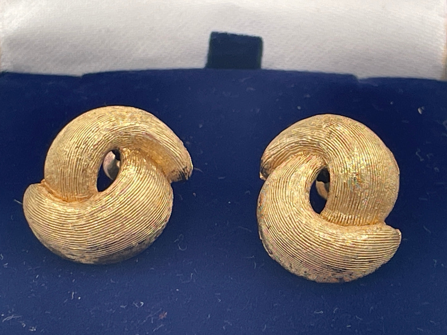 Vintage Christian Dior Gold-Tone Textured Clip-On Earrings c.1970s–1980s