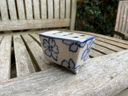 Delft flower holder brick 8.5cm wide