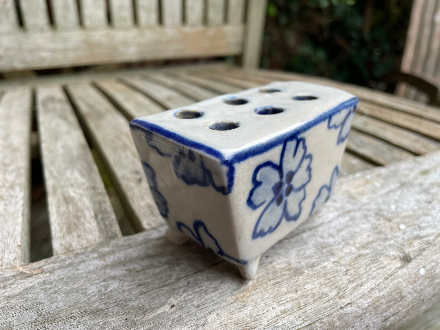 Delft flower holder brick 8.5cm wide