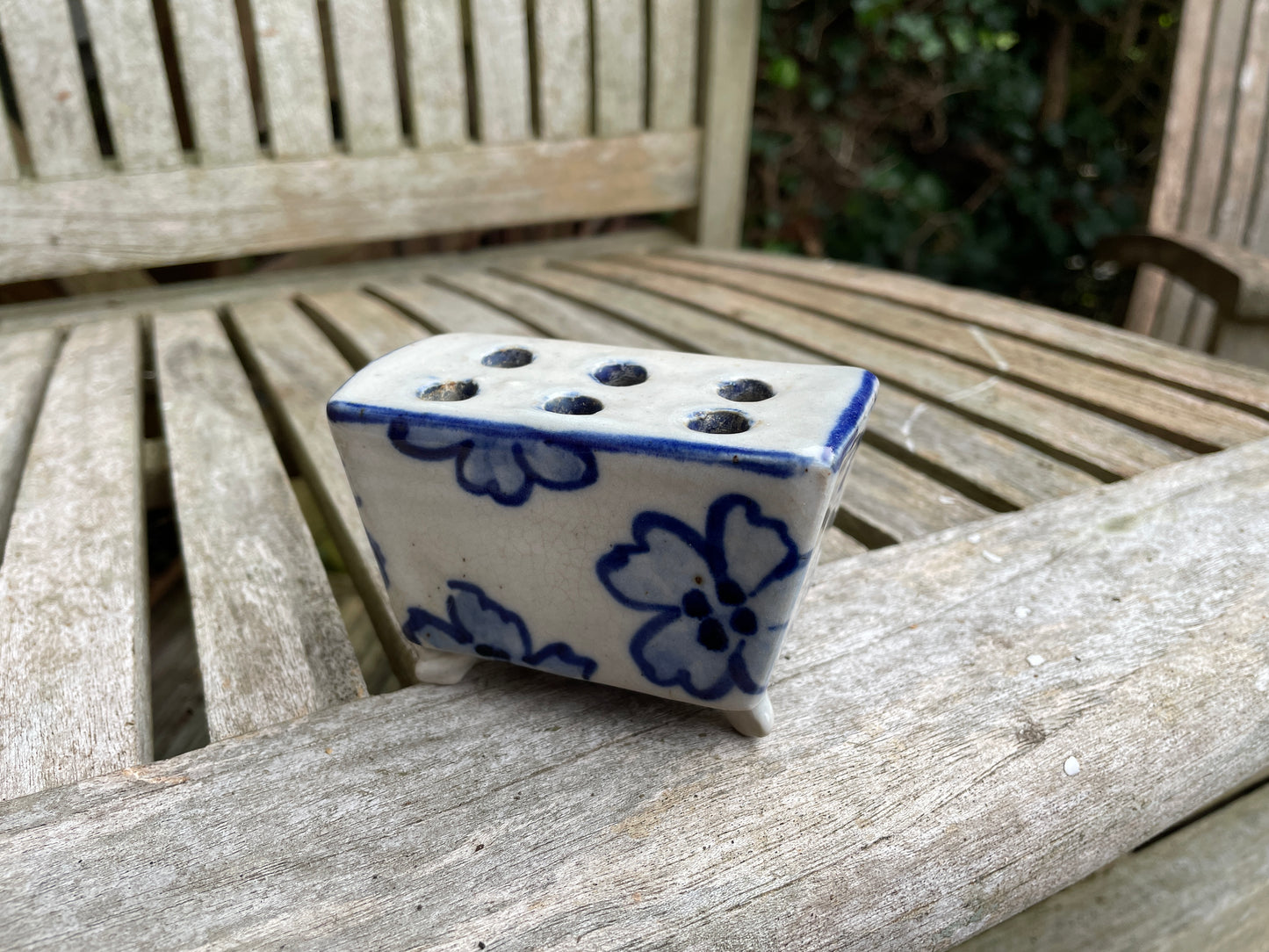 Delft flower holder brick 8.5cm wide