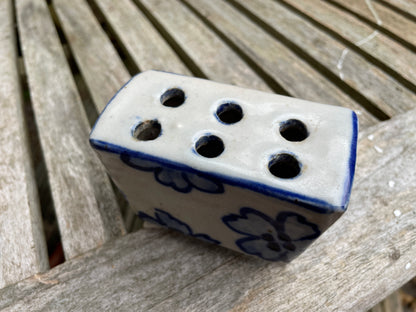 Delft flower holder brick 8.5cm wide