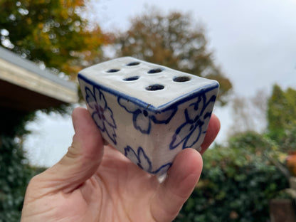 Delft flower holder brick 8.5cm wide