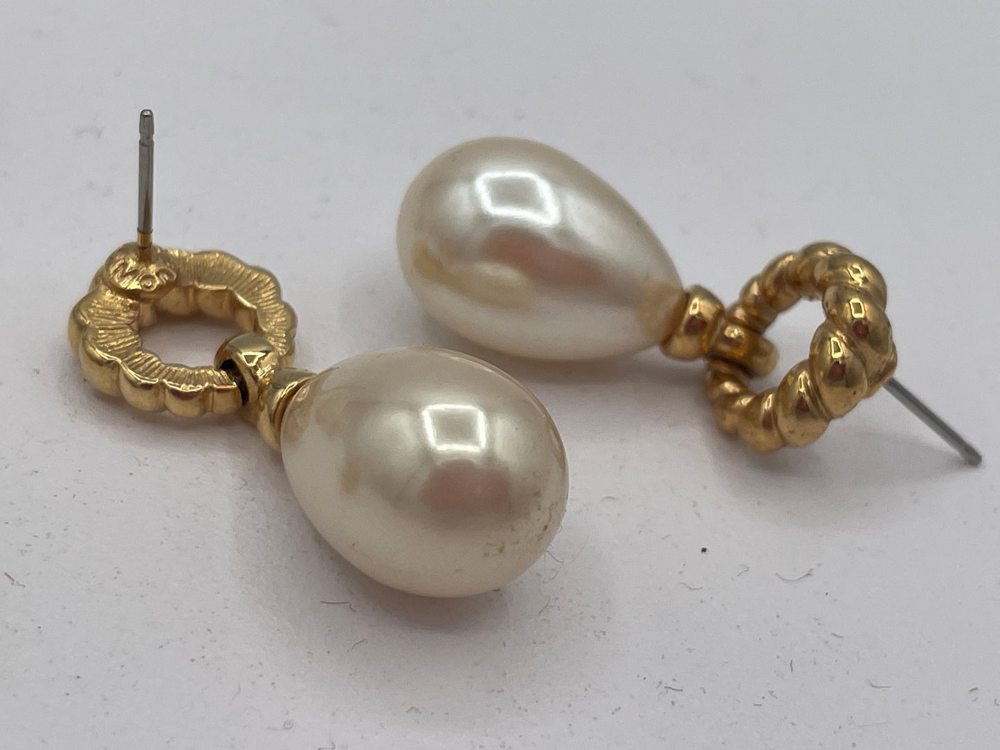 Vintage Monet Faux Pearl Earrings Set – Three Matching Gold Tone Pairs Signed Monet