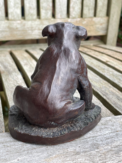 Vintage Artist Signed J Spouse English Cast Bronze sitting Bull dog Bulldog Figure