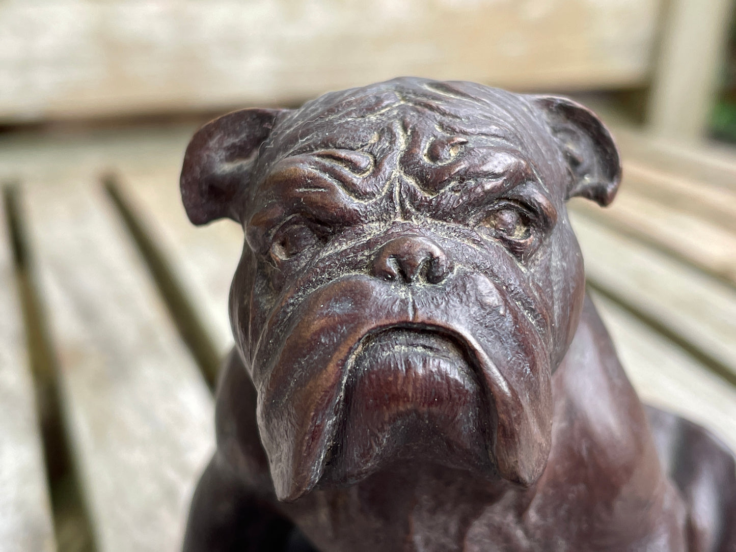 Vintage Artist Signed J Spouse English Cast Bronze sitting Bull dog Bulldog Figure