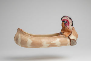 Burleigh Ware vintage Deco 1930's native American Indian in a canoe 22cm long