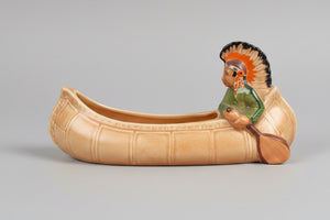 Burleigh Ware vintage 1930's native American Indian in a canoe