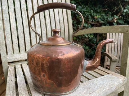 Large Victorian arts and crafts copper and brass hearth kettle 30cm tall