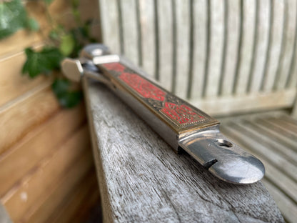 German vintage CTSW Solingen Cigar Cutter Brass and steel Ornamental handle c1960's