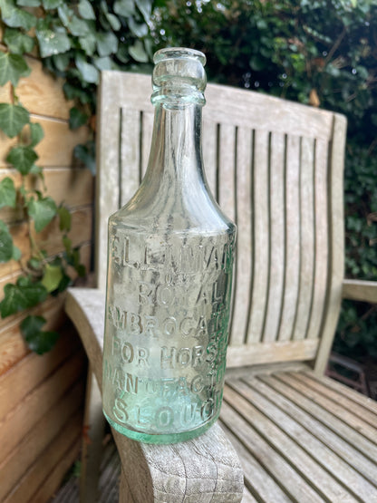 Antique glass bottle Elliman's Royal Embrocation for Horses Manufactory Slough