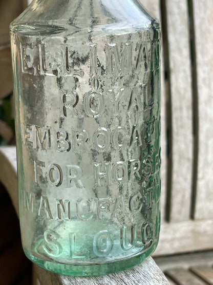 Antique glass bottle Elliman's Royal Embrocation for Horses Manufactory Slough