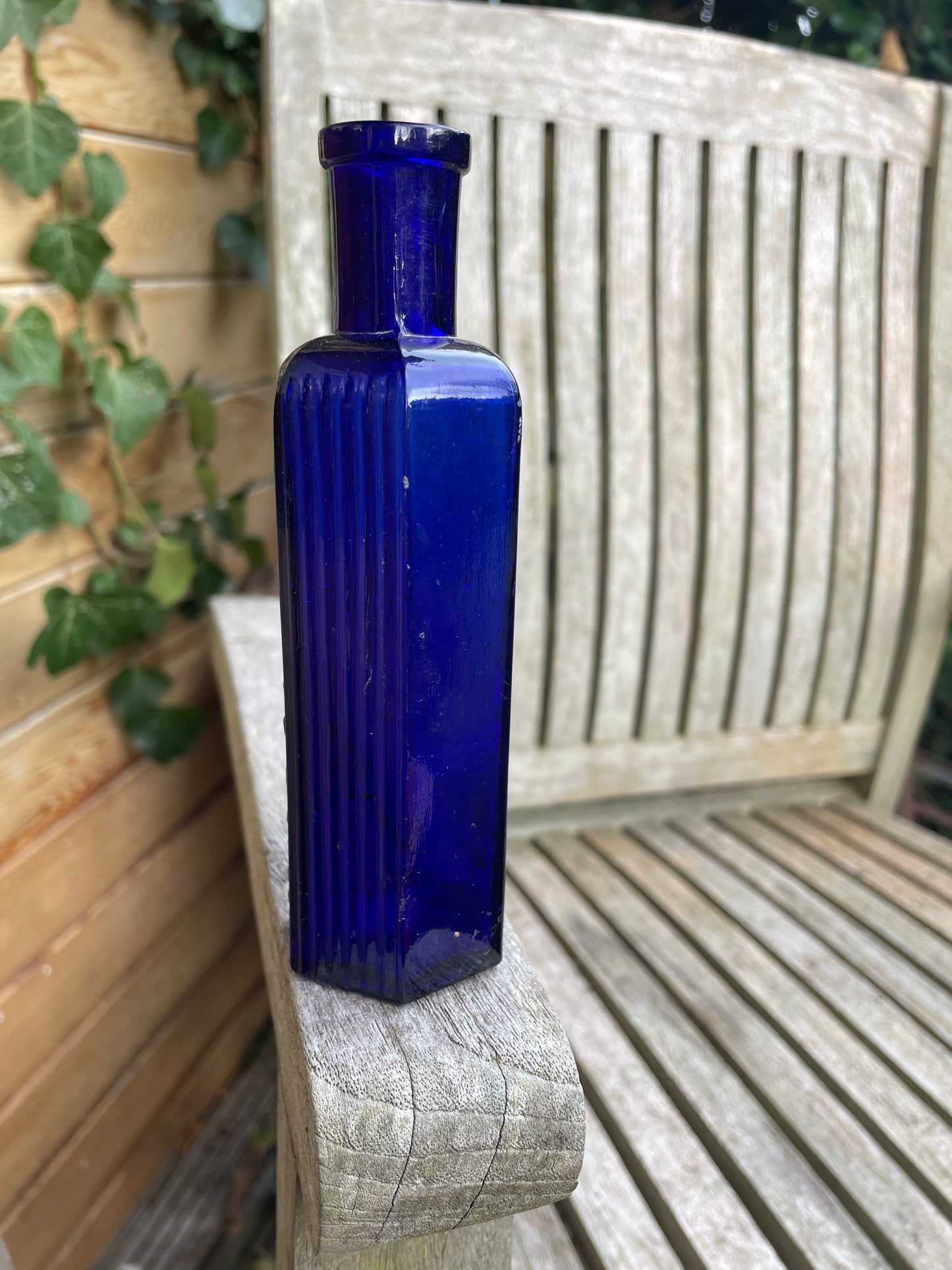 Cobalt Blue hexagonal 4oz Poison 'Not To Be Taken' Bottle c1890