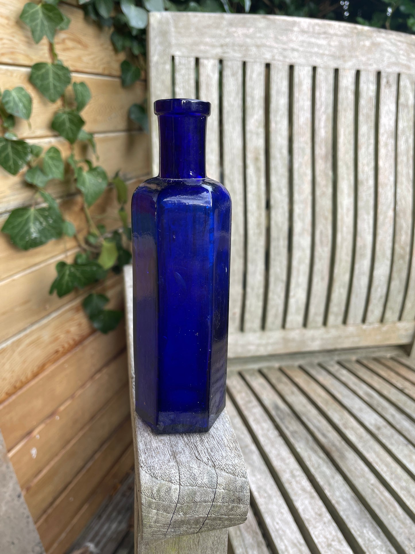 Cobalt Blue hexagonal 4oz Poison 'Not To Be Taken' Bottle c1890