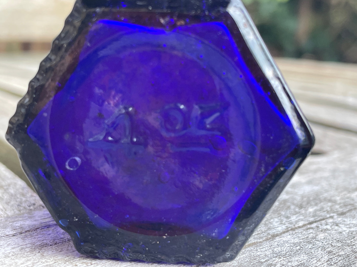 Cobalt Blue hexagonal 4oz Poison 'Not To Be Taken' Bottle c1890