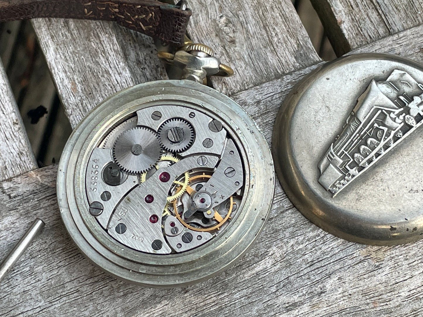 Vintage gents Sekonda 18 jewel USSR Siberian Express train pocket watch 338364 c1950's