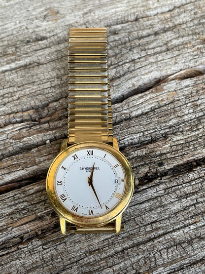 Vintage Raymond Weil Geneve 18k gold plated Unisex Swiss Seven jewel Quartz movement watch