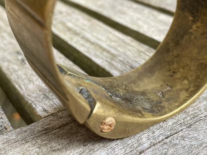 Antique heavy brass Tribal cuff bracelet bangle with hatched engraved pattern 170g