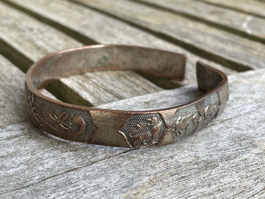 Chinese Bangle with Chinese zodiac animals and floral motif and Chinese inscription