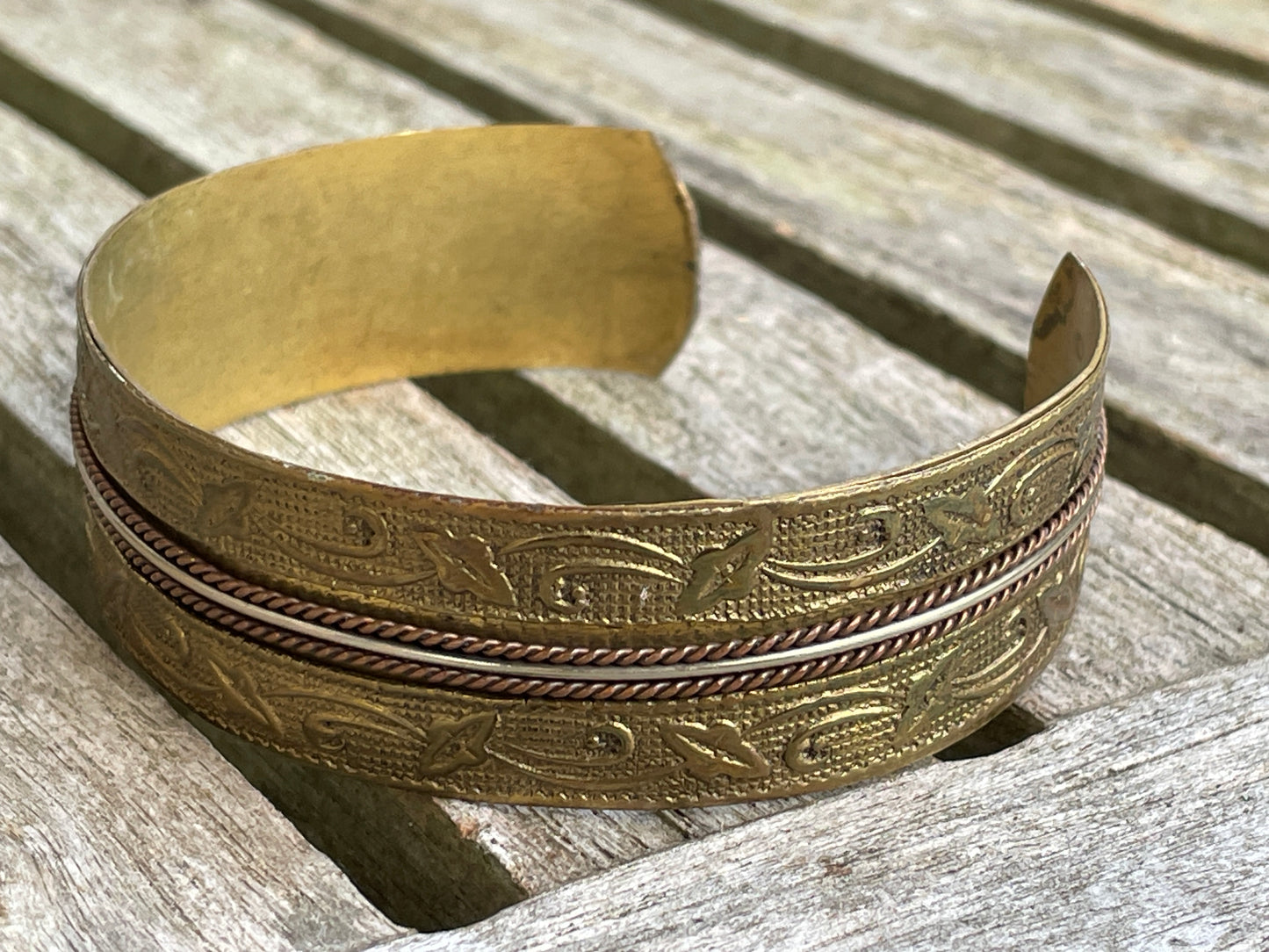 Copper and brass bracelet or Bangle loose twisted rope design