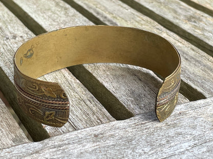 Copper and brass bracelet or Bangle loose twisted rope design