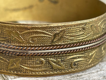 Copper and brass bracelet or Bangle loose twisted rope design