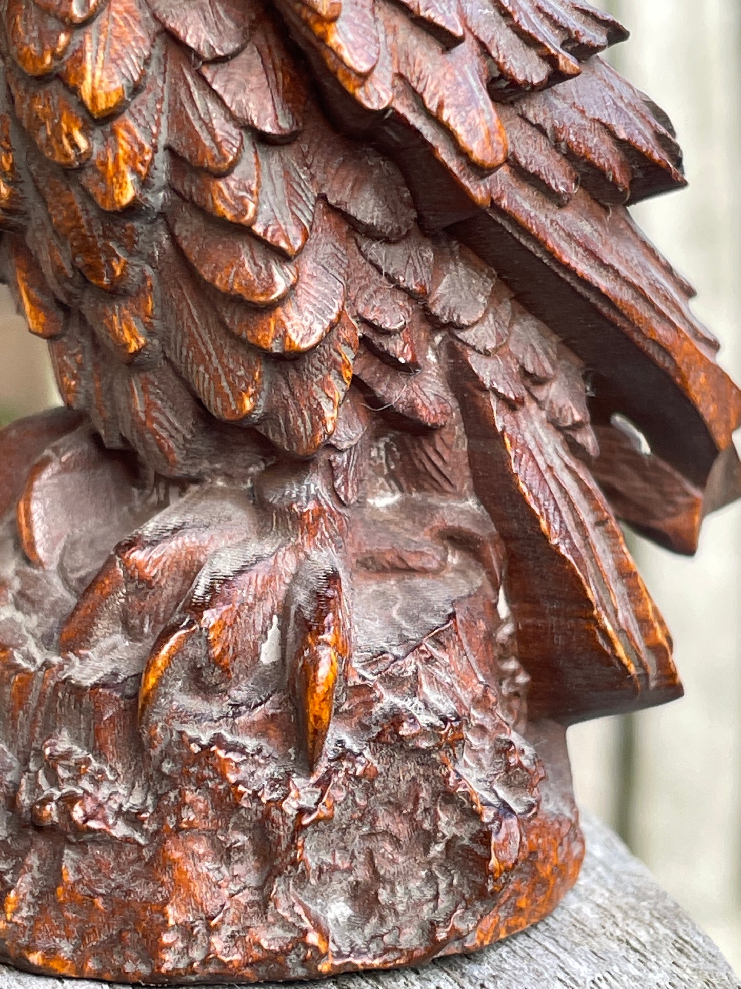 Hand carved wooden Great horned owl 9cm tall