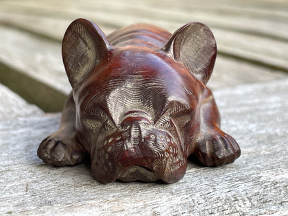 Hand carved French bulldog 8.5cm long