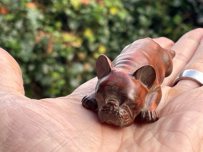 Hand carved French bulldog 8.5cm long