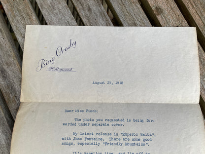 Original 1948 signed letter from Bing Crosby in Hollywood