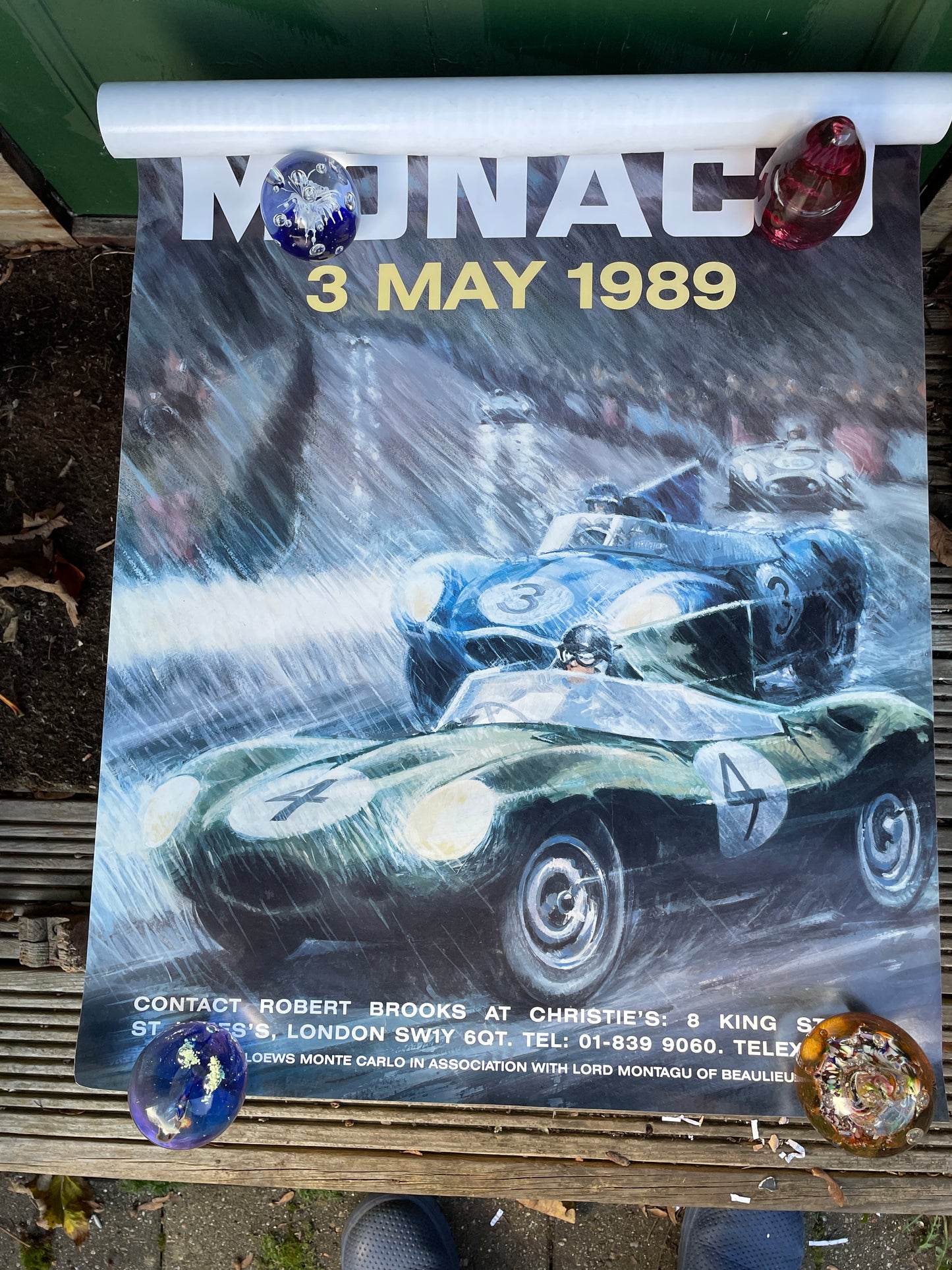 Original Christies auction of fine Le Mans winning British Marques Auction Monte Carlo poster