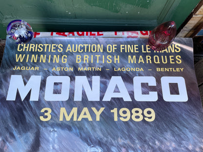 Original Christies auction of fine Le Mans winning British Marques Auction Monte Carlo poster