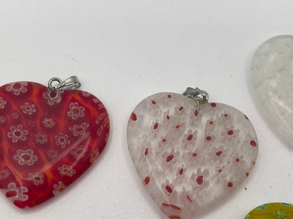 Collection of 10 Millefiori-Style Art Glass Pendants