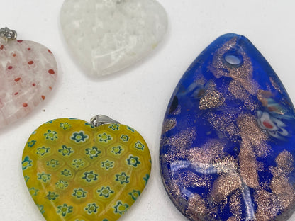 Collection of 10 Millefiori-Style Art Glass Pendants