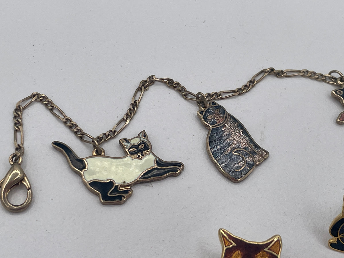Vintage Fish Enterprises Enamel Cat Jewellery Collection