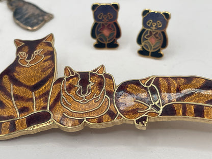 Vintage Fish Enterprises Enamel Cat Jewellery Collection