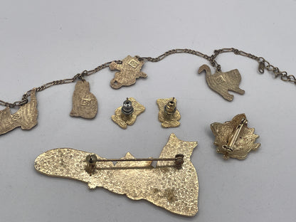 Vintage Fish Enterprises Enamel Cat Jewellery Collection
