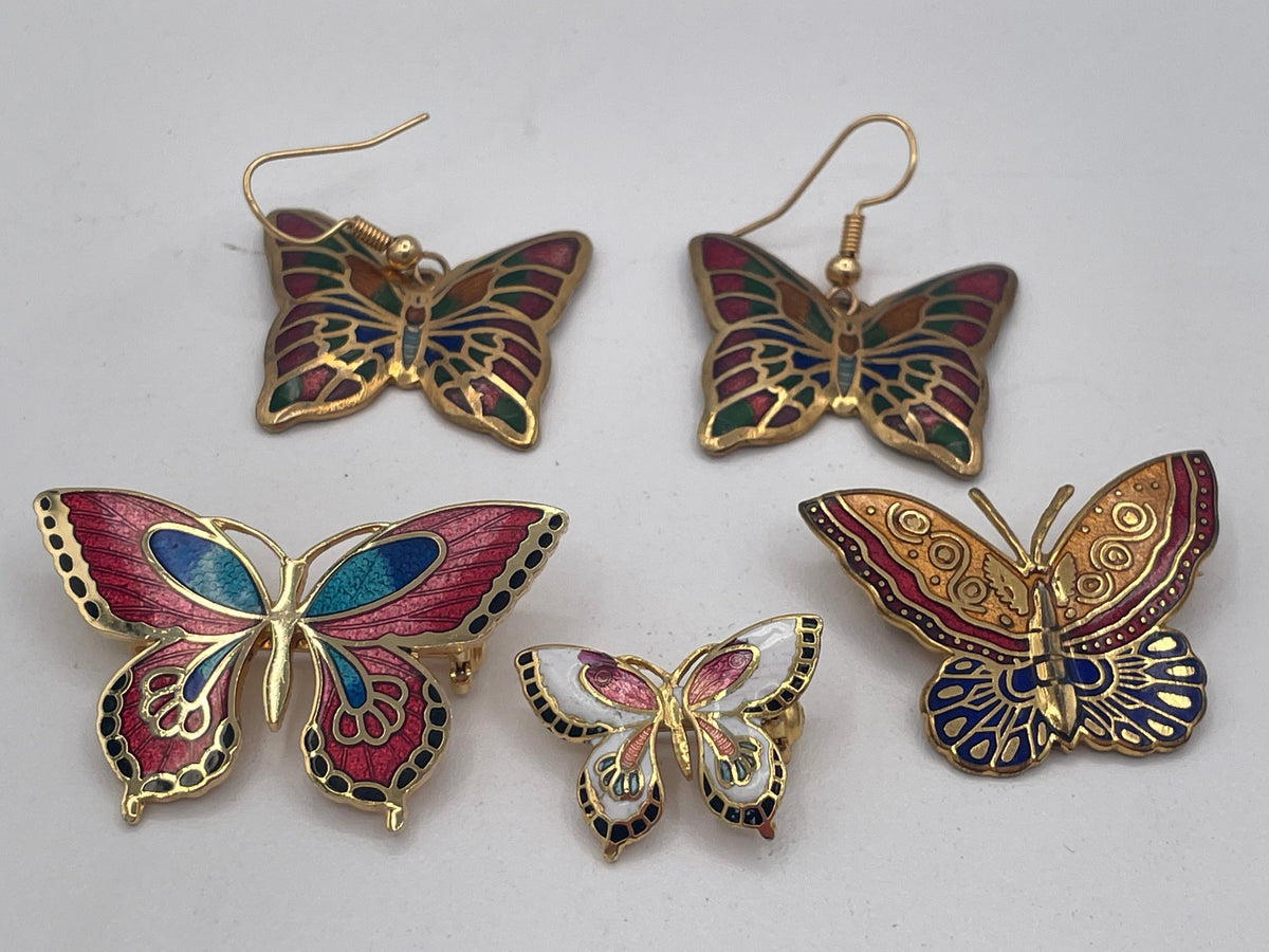 Vintage Enamel Butterfly Brooches & Earrings – MMA 1985