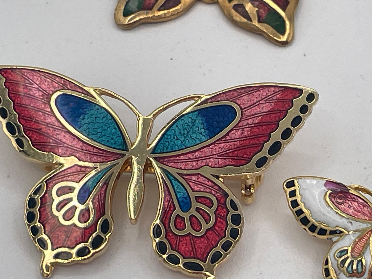 Vintage Enamel Butterfly Brooches & Earrings – MMA 1985